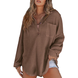 KATHRYN™ – Luftige V-Ausschnitt Knopf-Bluse – Braun