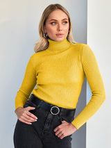 Klassischer Rollkragenpullover für Damen | Lässig – Gelb