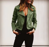 Marielle – Kurze Jacke aus Wildleder – Grün