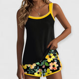 Isabelle | Bequemer Tankini mit Blumenmuster – Gelb