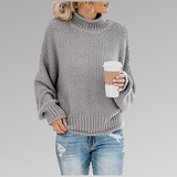 Gemütlicher Damen Strickpullover | Rollkragen – Grau
