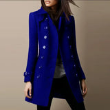 Elegante damenjacke mit wendekragen und knöpfen für herbst/winter – Blau