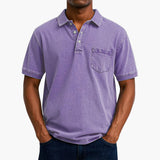 Poloshirt Klassisches - Kurzarmshirt für Herren mit Tasche – Lila