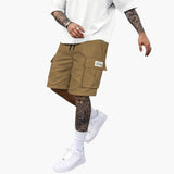 Herren Sommer Cargo Shorts mit Taschen und Kordelzugbund – Kaffee