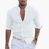 Sommerhemd für Herren - Leicht, Luftig & Stehkragen Casual – Weiß