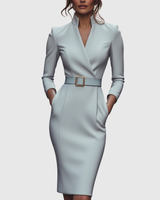 Meirav - Elegantes Midi Kleid – Grau