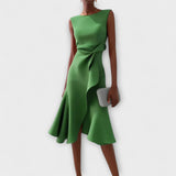 Sheila - Stilvolles Damen-Midikleid mit Rüschendetails – Grün