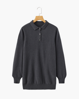 Bennett | Luxuriöser Herren Kaschmirpullover mit Polokragen & Knopfleiste – Dunkelgrau