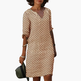 Sommerkleid für Damen - Leicht, mit V-Ausschnitt & Ärmeln – Braun