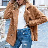 Teddy Damen Mantel Kurz | Elegant Lässig – Braun