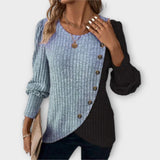 Arina | Kreativer Strickpullover mit asymmetrischem Design – Blau
