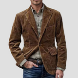 Herren Texturiert Cordjacke mit Taschen – Dunkelbraun