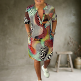 Tialora - Soft-Touch V-Ausschnitt-Kleid – Mehrfarbig