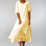 Agnès | Leichte und elegante Baumwolllange Kleid – Gelb
