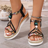 Tasia - Bequeme Sandalen Mit Keilabsatz – Schwarz