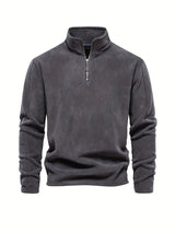 Cordpullover mit halbem reißverschluss – Dunkelgrau