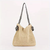 Handgewebte vegane Strandtasche – Boho Sommertasche für Damen – Natürliches Beige