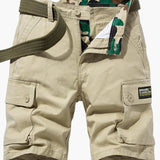 Lässige Cargo-Shorts für Herren mit Gürtel und Taschen – Khaki