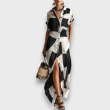 Elaria – Chiffon-Hemdkleid mit Print – Weiß