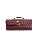 Geflochtene Damen Clutch aus Echtleder – Elegant & Vielseitig – Weinrot