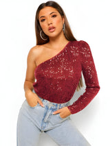 Calen | Das Perfekte One-Shoulder Top für Jeden Anlass – Rot