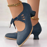 Zydrune - Vintage Leder Pumps Mit Hohem Absatz – Blau
