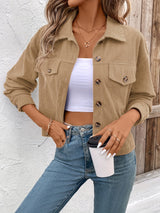 Nichola – Langärmelige Jacke Mit Knopfleiste – Apricot