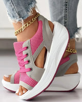 Celeste - Muffin Sandalen mit Kontrastierenden Einsätzen – Heißes Rosa