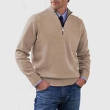 Ben | Modischer Warmer Pullover Mit Halbem Reißverschluss – Aprikose