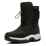 Winterschuhe Herren | High Cut Stiefel Mit Klettverschluss Und Kordelzug – Schwarz