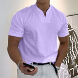 Herren Stehkragen Kurzarm Poloshirt – Lila