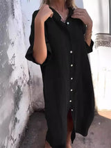 Paige - Knopf-Breeze Kleid – Schwarz