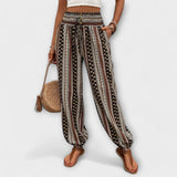 Scarletta – Weite Hose mit Ethno-Muster – Braun