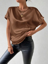 Martina | Mühelos schicke Batwing-Ärmel Bluse – Perfekt für jede Saison – Hellbraun
