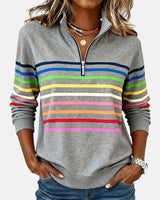Trina-mae™ – Bequeme Striped Sweater – Grau