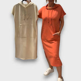 Yareni – Hoodie-Kleid mit urbanem Flair – Orange