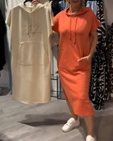 Catalina | Bequemes Hoodie-Kleid – Orange (Fast ausverkauft)