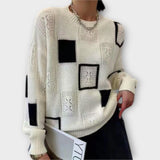 Sienna | Strickpullover mit Patchwork-Design – Weiß