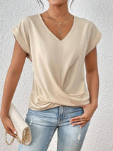 Sina | T-Shirt mit Sweetheart-Ausschnitt (1+1 GRATIS) – Apricot