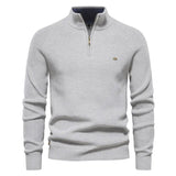 Gianni - Stilvoller Zip-Up Pullover – Hellgrau