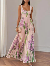 Liviana | Plissiertes Maxi-Kleid – Rosa