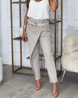 Mirella | Elegante Hose mit Gürtel – Grau
