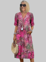 Marisse - Soft-Touch-Midikleid mit Blumenprint – Blush-Pink