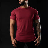Herren Schlanke Passform Einfach T-Shirt – Burgundisch