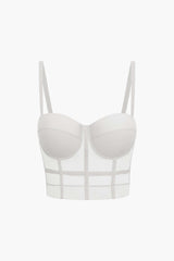 Ida | Figurbetontes Bustier-Top mit Bügel-Cups und transparenter Mesh-Struktur – Weiß