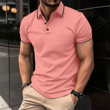 Lewis – Kurzarm-Polo mit klassischem Kragen für Herren – Wassermelonenrot
