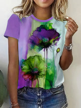 Damia – Kreatives T-Shirt mit Blumendruck – Lila