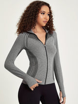 Elisa | Nahtlose Sportjacke mit Reißverschluss – Grau