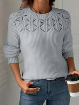 Nasia – Eleganter Langarmpullover – Grau