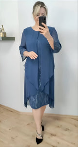 Nienke – Elegantes Wickelkleid – Blau